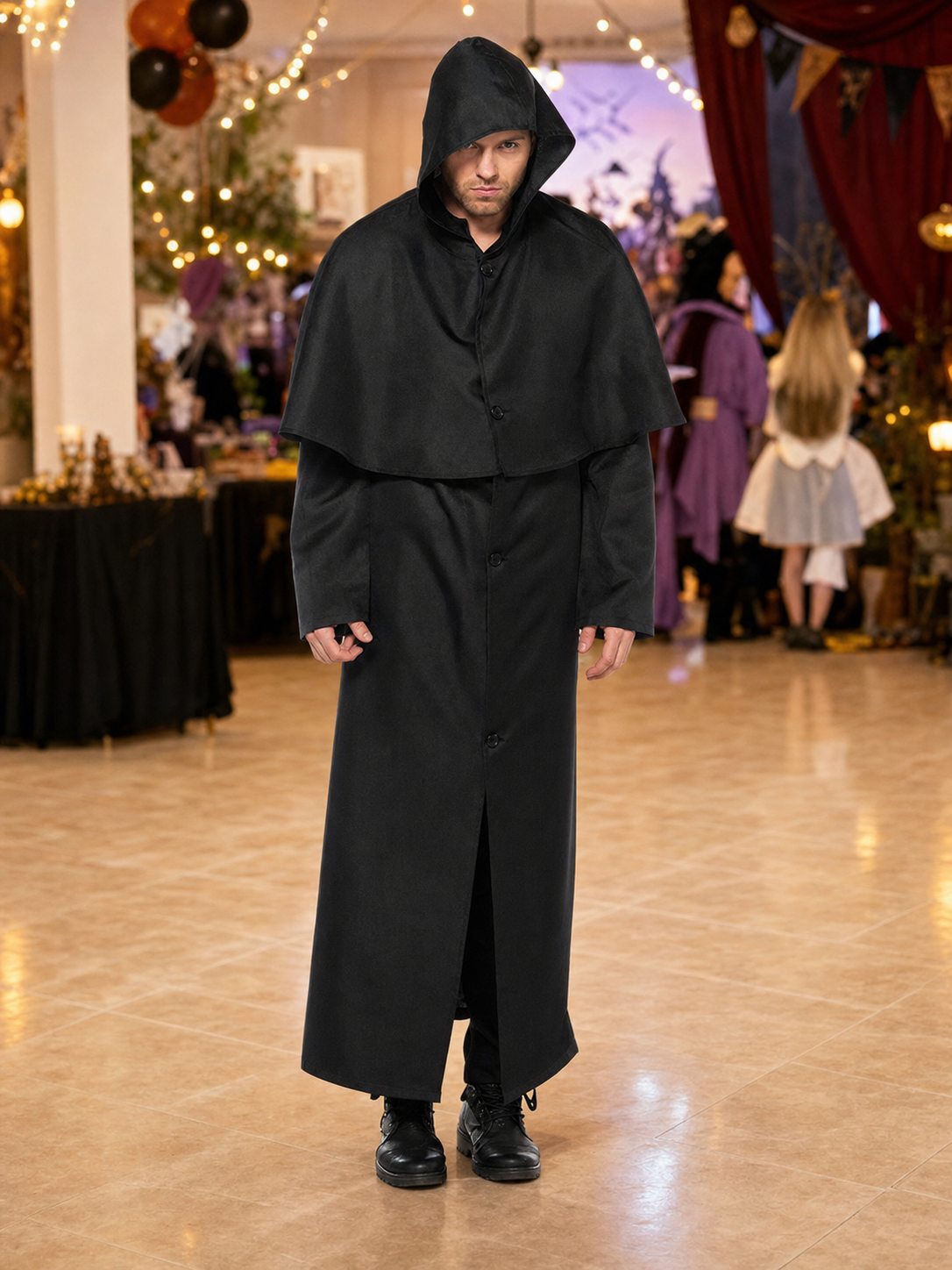 Halloween Hooded Robe Cloak with Cape lifestyle view 2