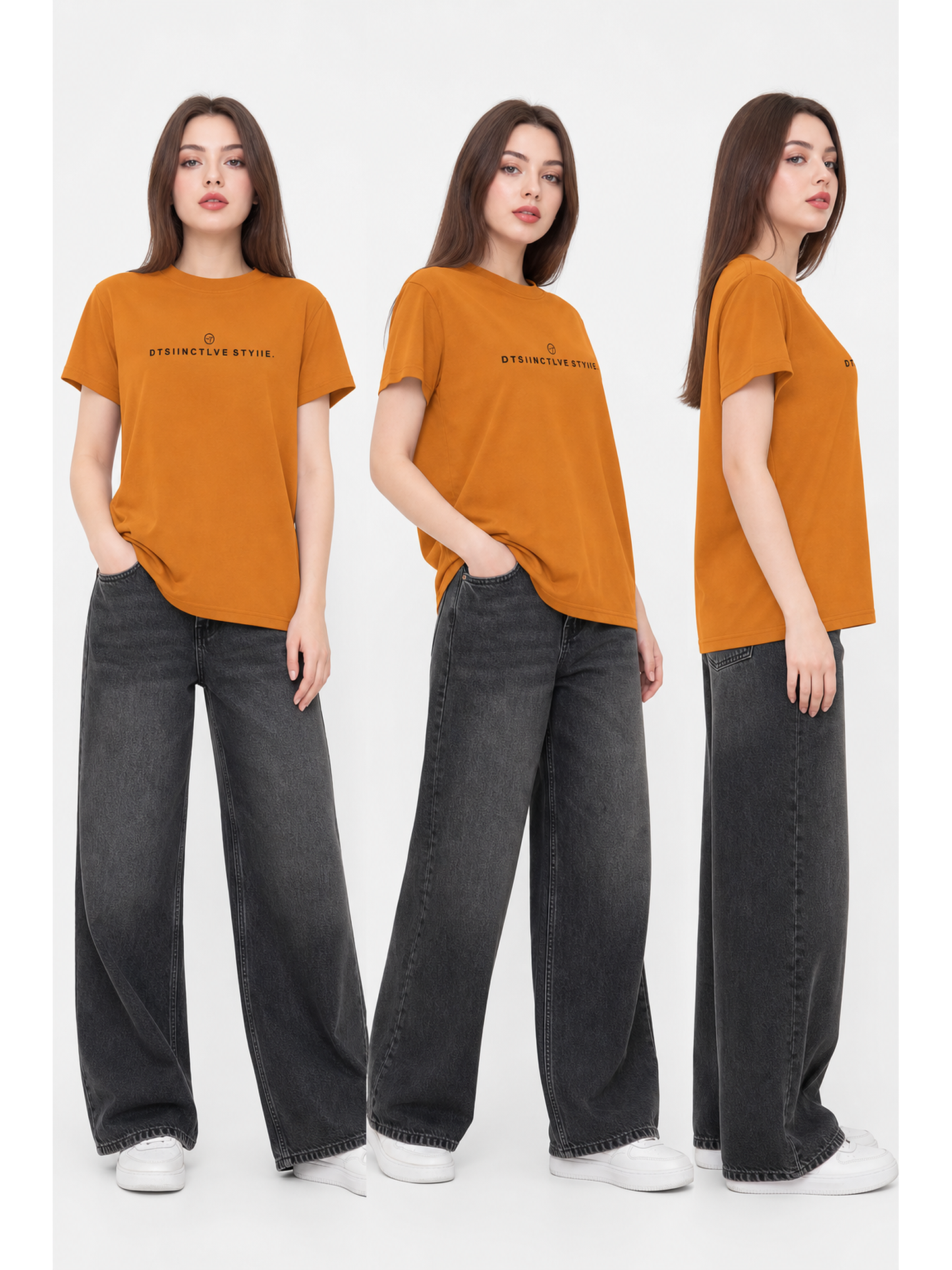 Women's Cotton Summer Orange Printed T-Shirt