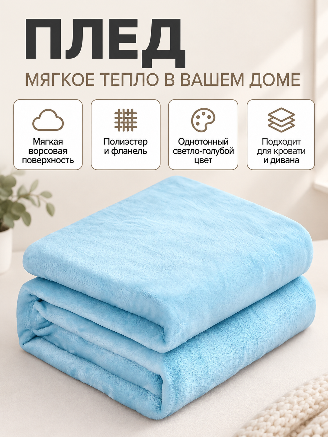 Light Blue Fleece and Flannel Blanket
