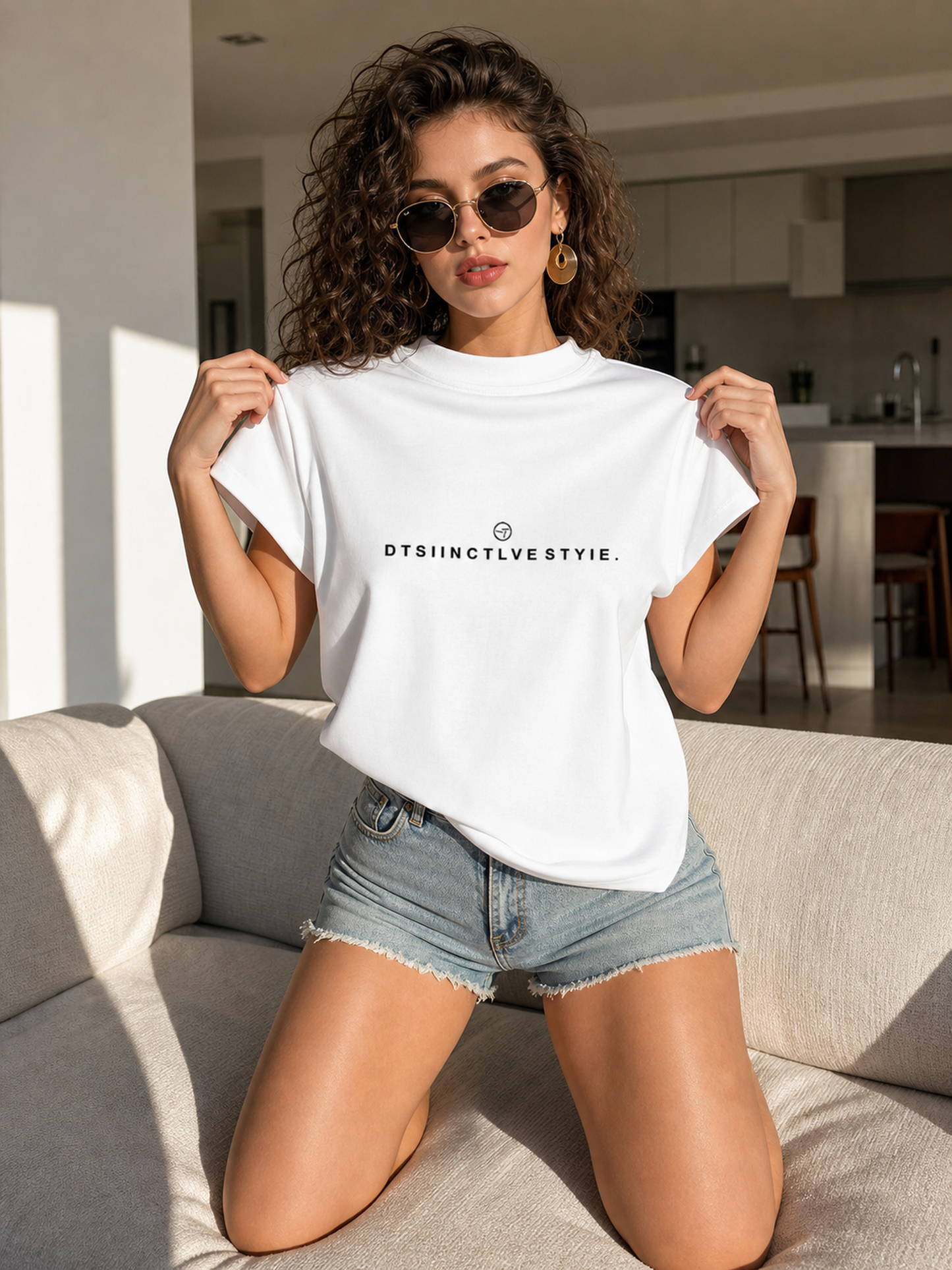 Women's summer printed T-shirt, loose fit