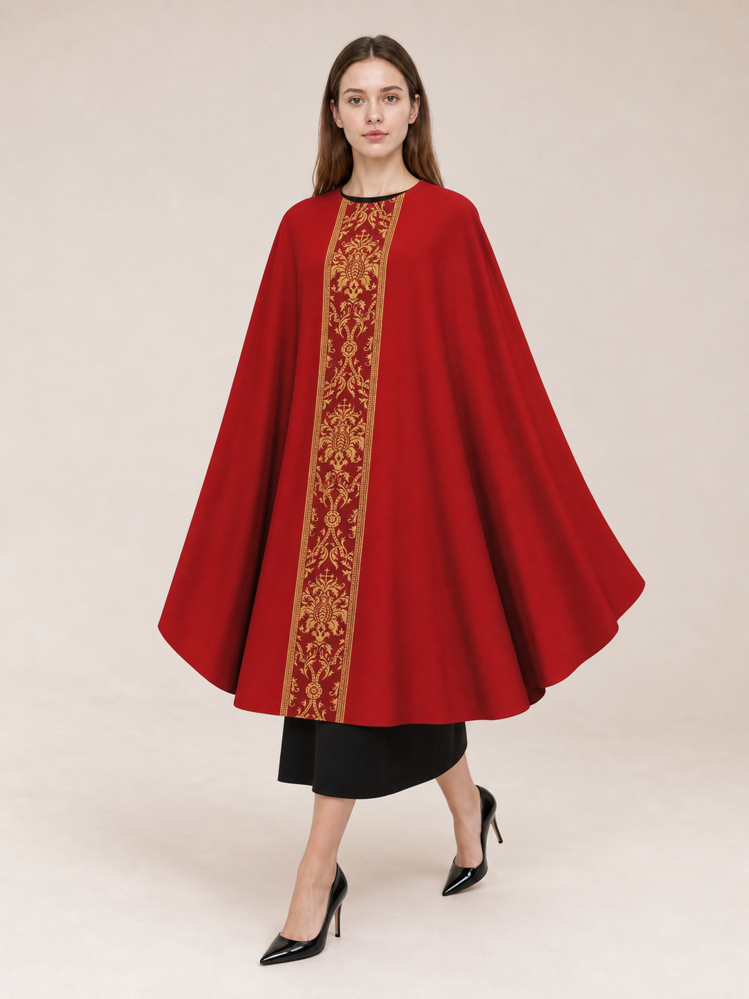 Red Carnival Cloak with Hood, Long
