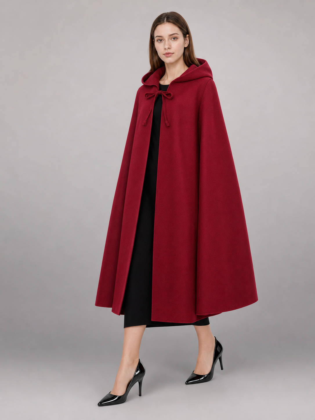 Burgundy Hooded Costume Cloak for Cosplay