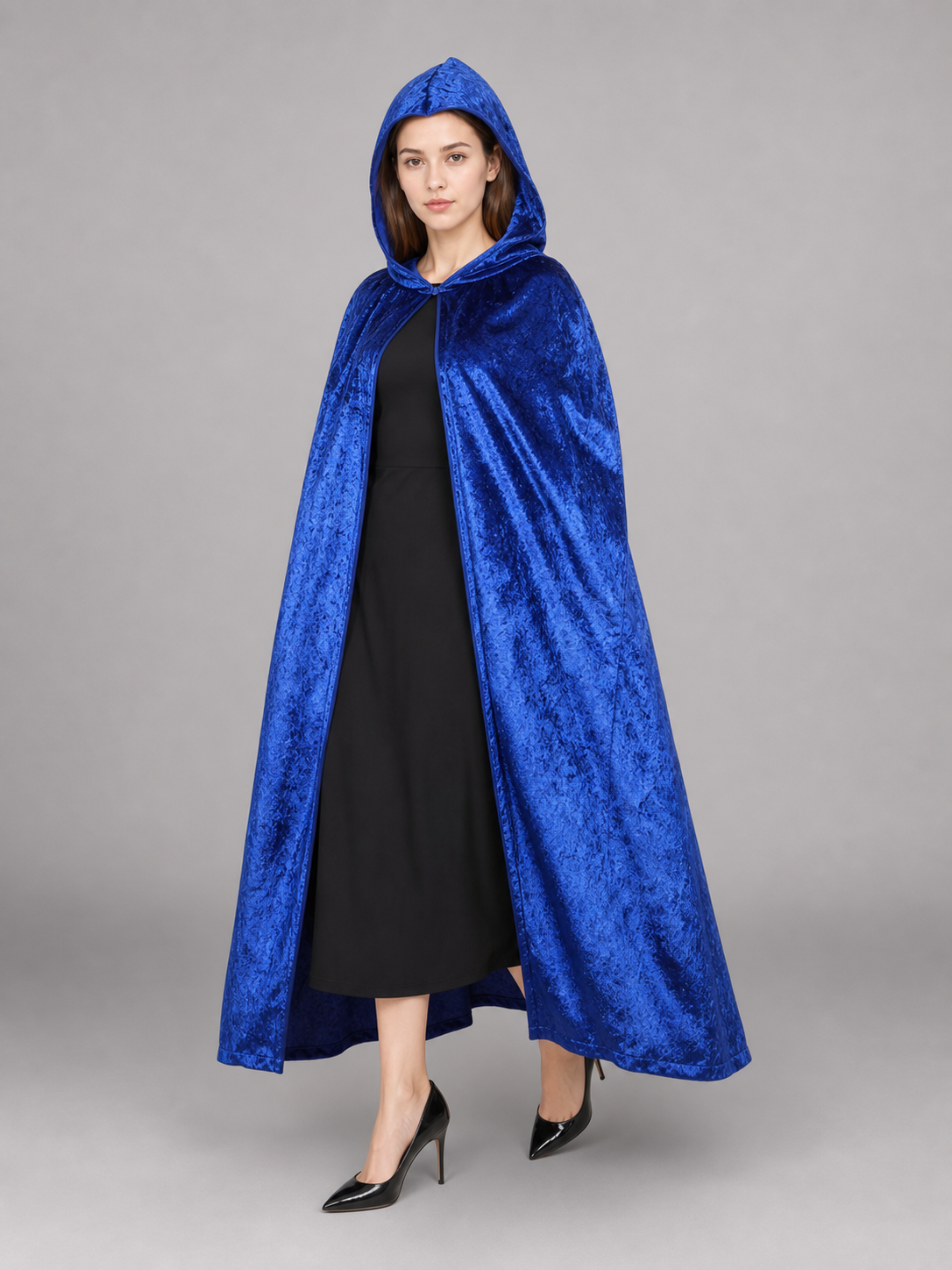 Blue hooded costume cloak for cosplay