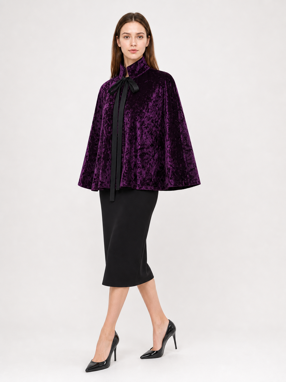 Purple Costume Cloak with High Collar