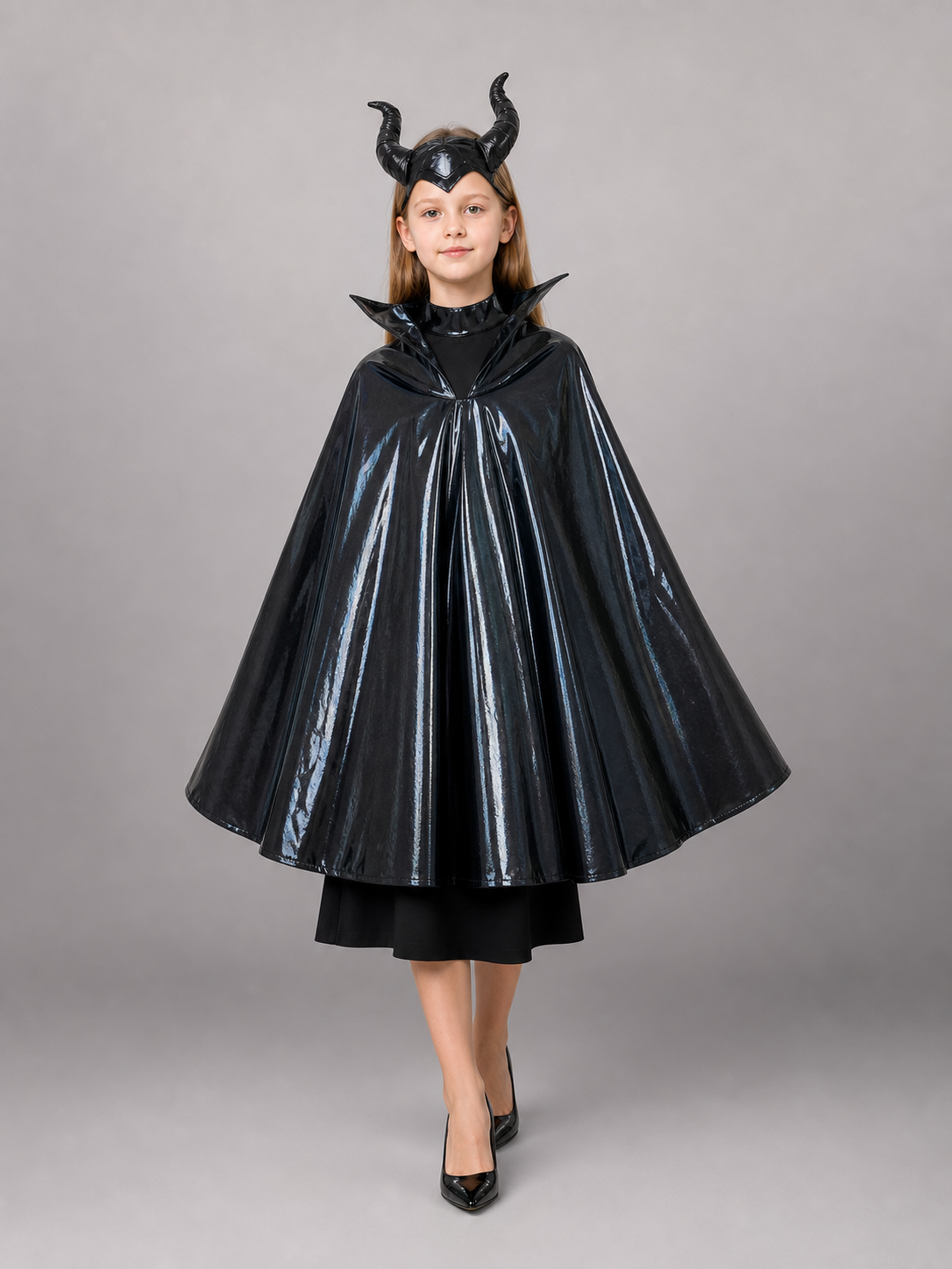 Black Carnival Cape with Horn Headband