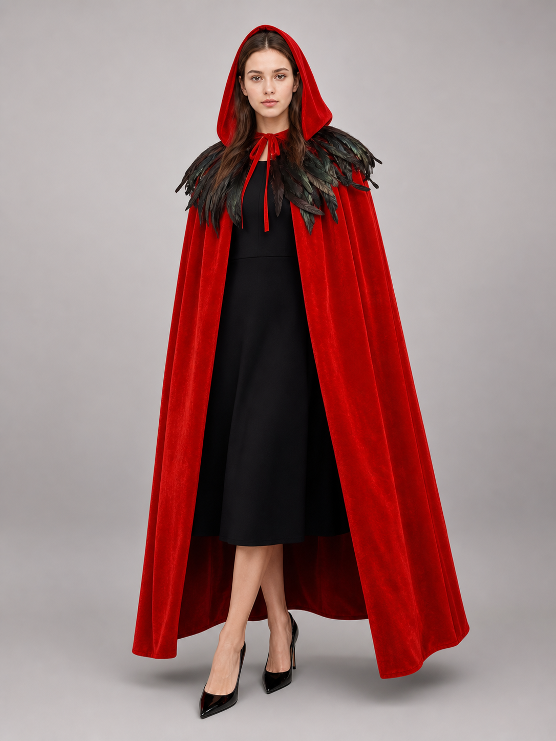 Red Gothic Hooded Costume Cape
