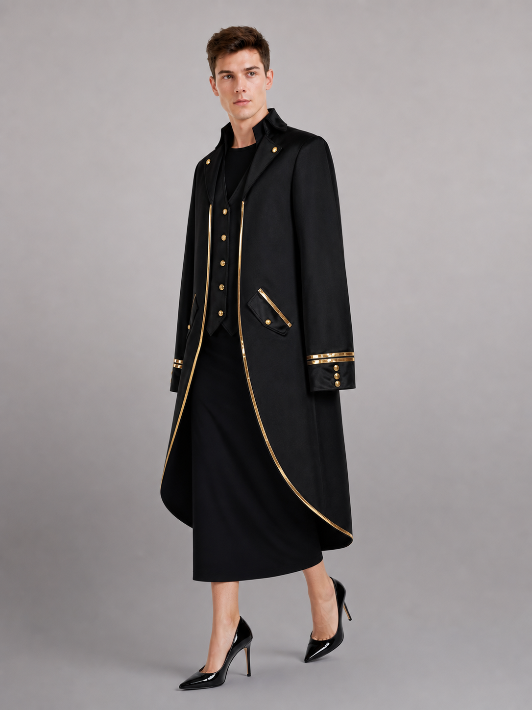 Black Costume Tailcoat with Gold Trim