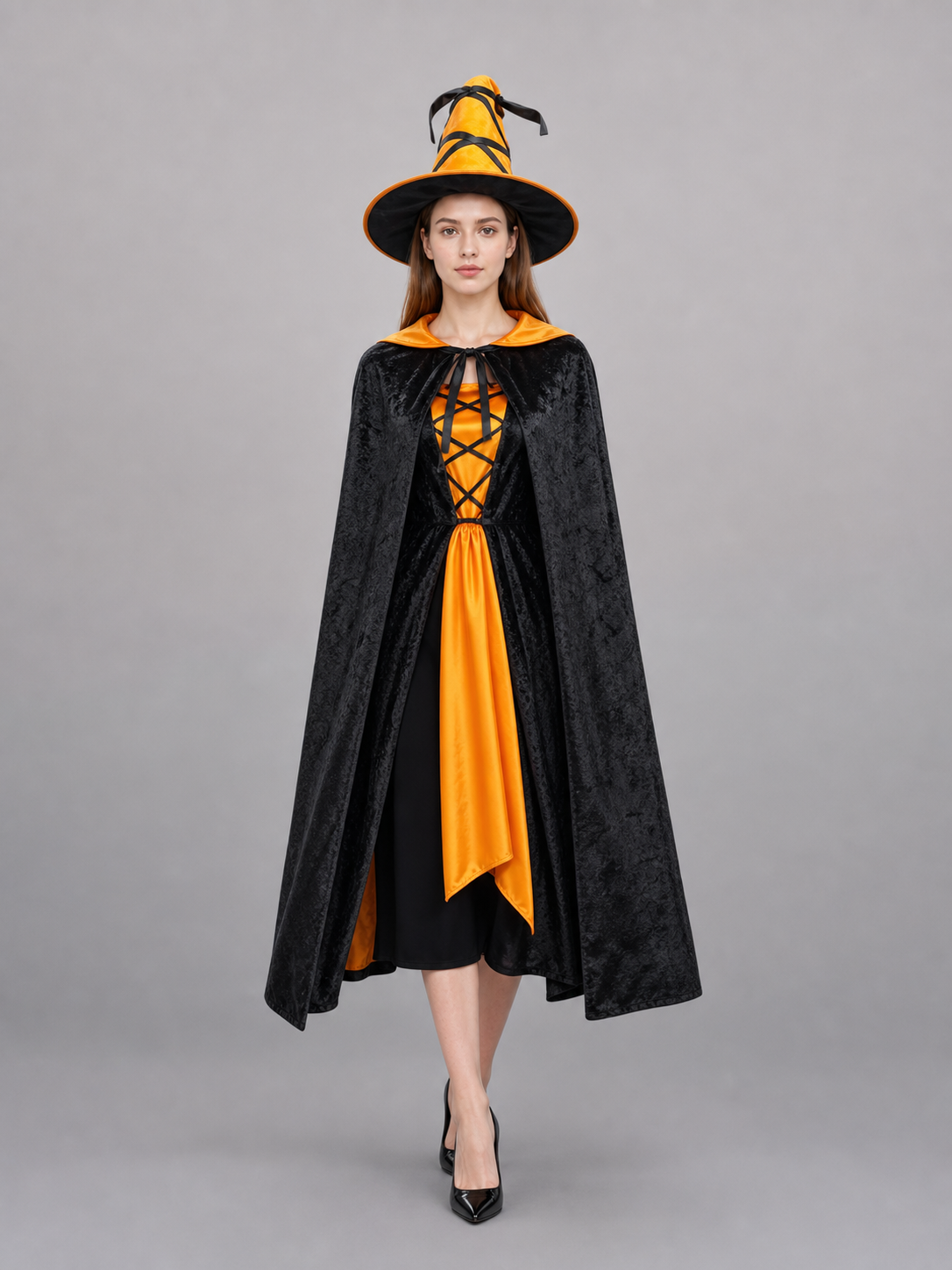 Halloween Witch Costume: Dress, Hat, and Accessory