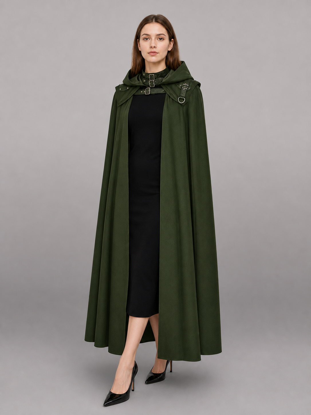 Long Green Hooded Carnival Cloak