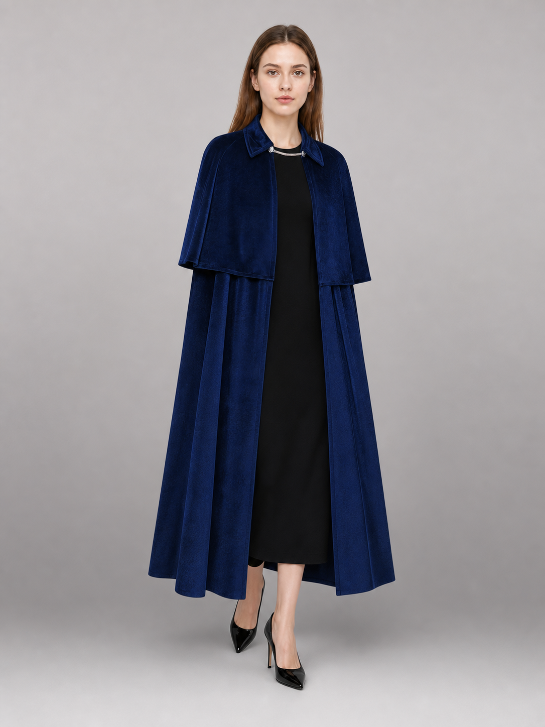 Long Dark Navy Blue Carnival Cloak