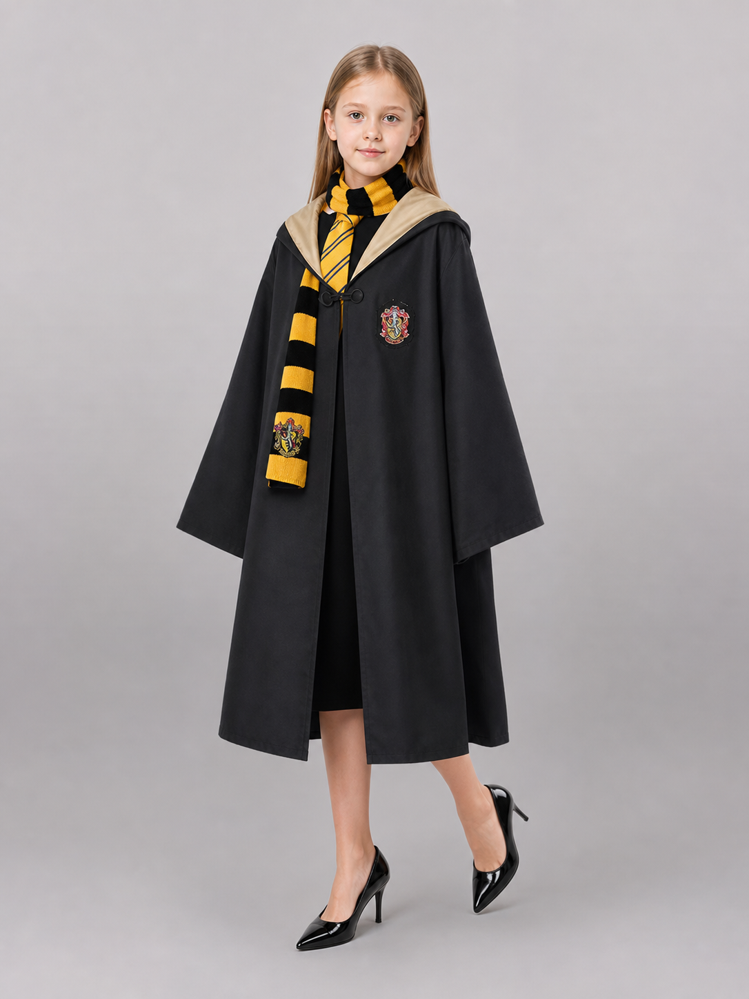 Black hooded carnival cloak for cosplay
