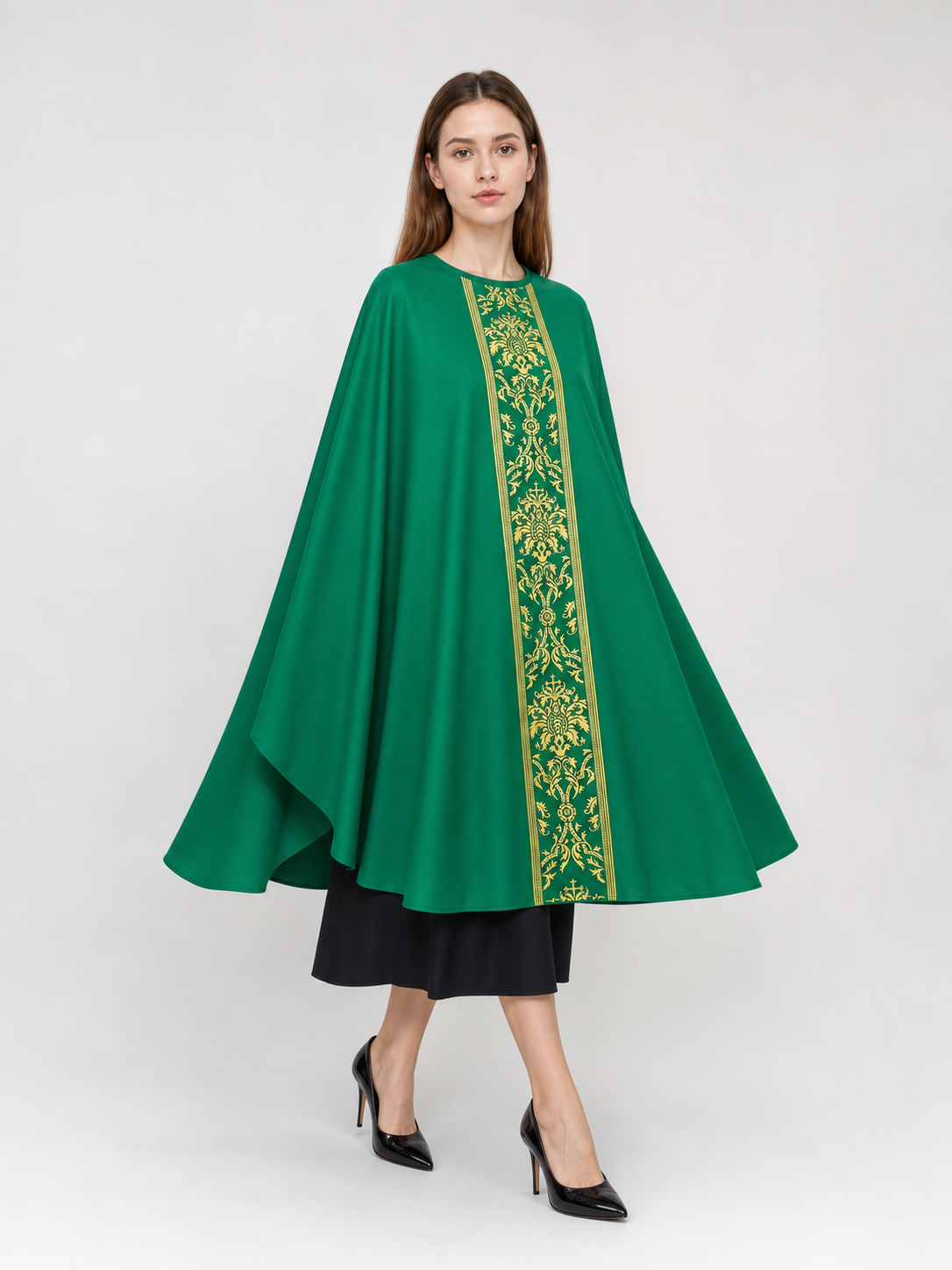 Green Hooded Carnival Cloak for Cosplay