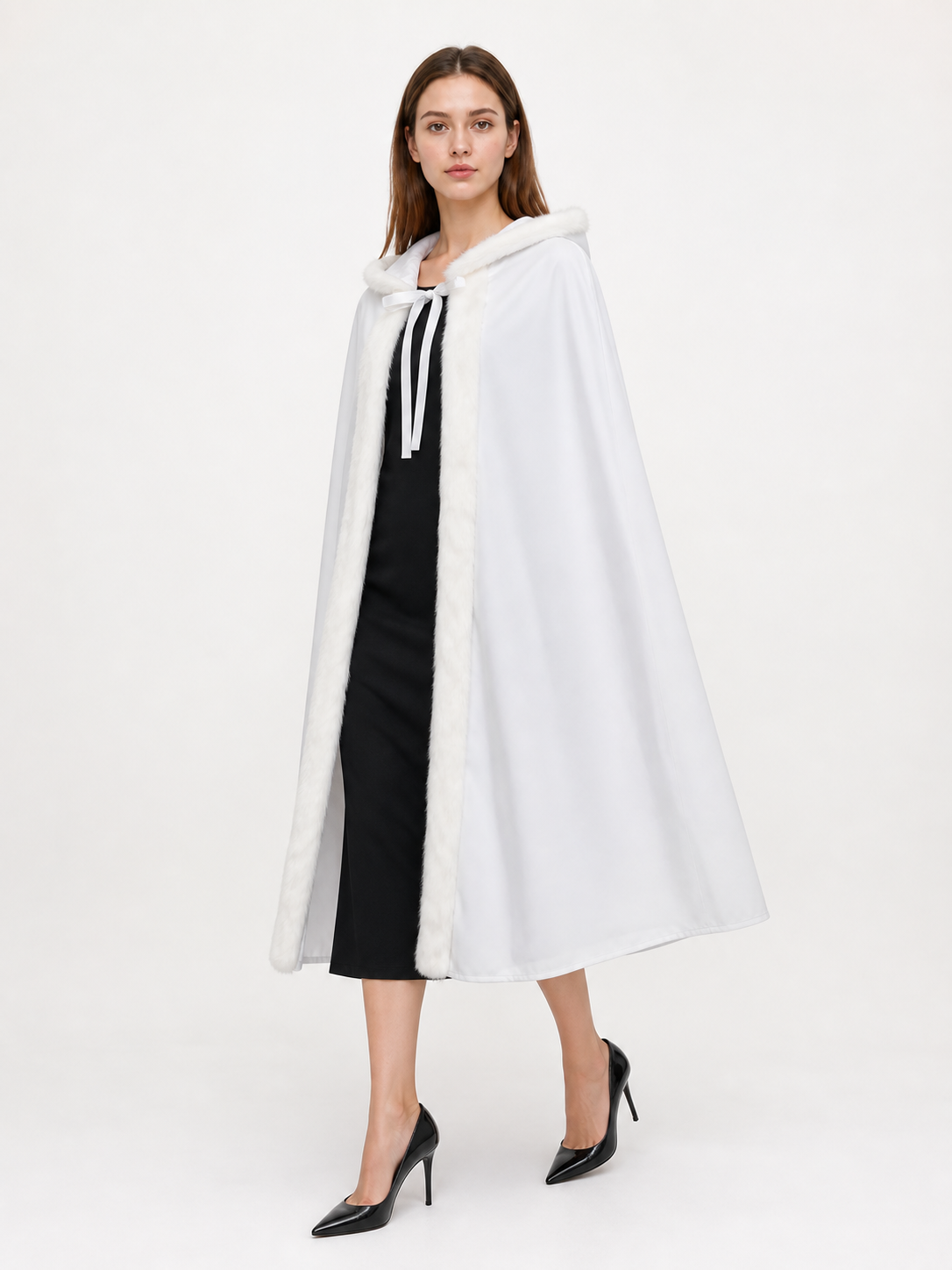White Hooded Carnival Cloak for Costumes