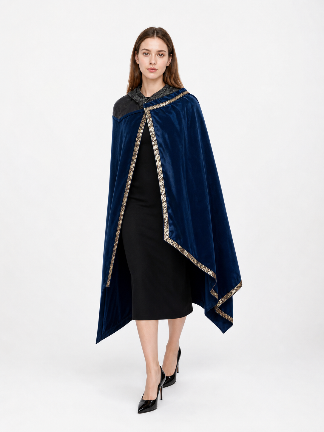 Blue Costume Cape with Gold Trim