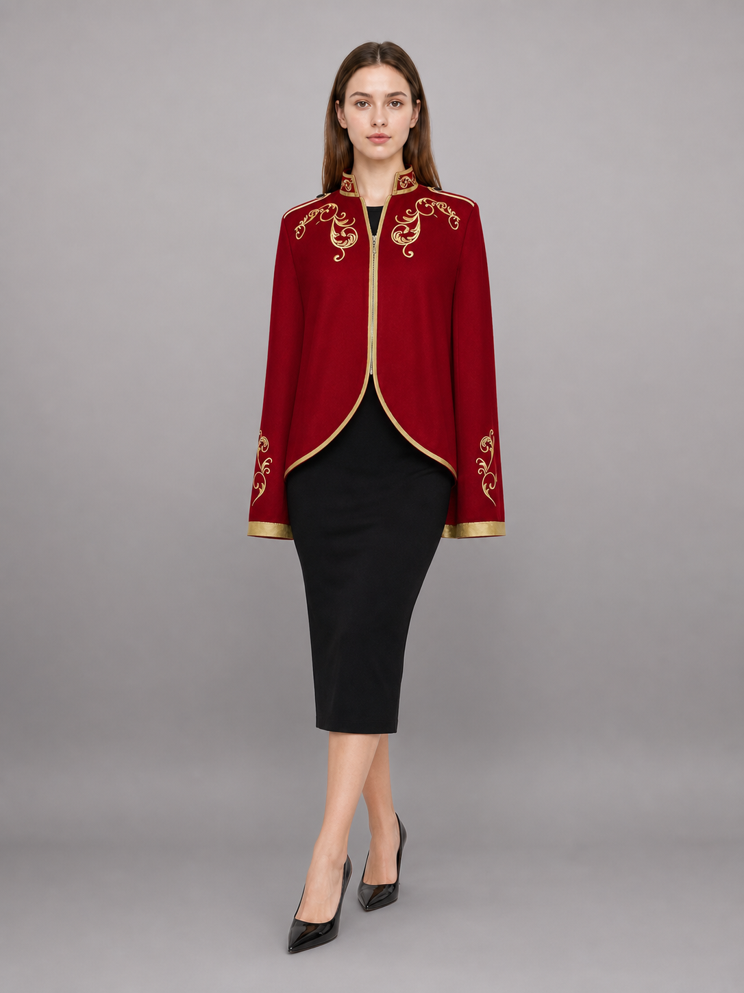 Red Carnival Cloak with Gold Trim
