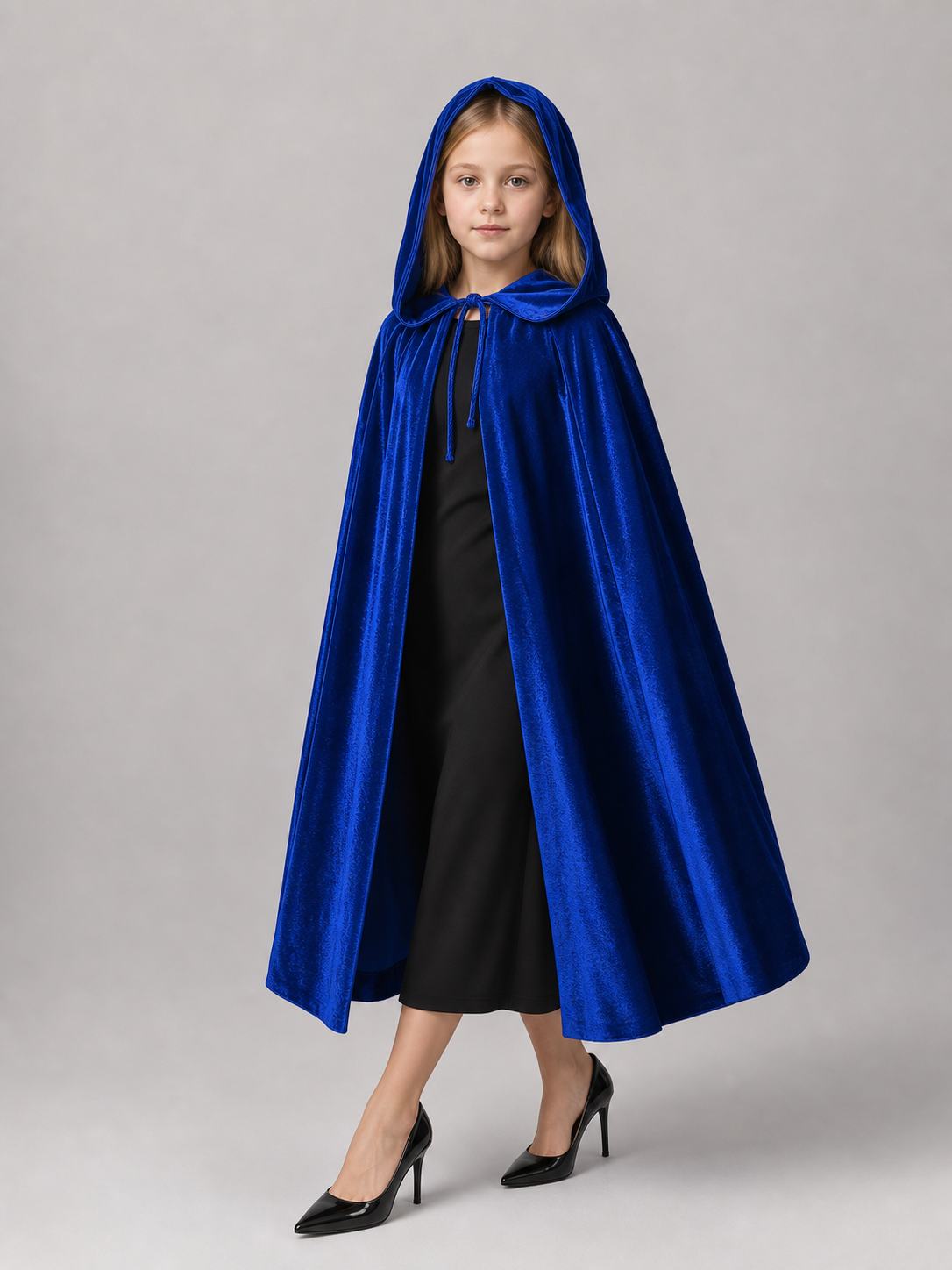 Velvet Hooded Cape, Royal Blue