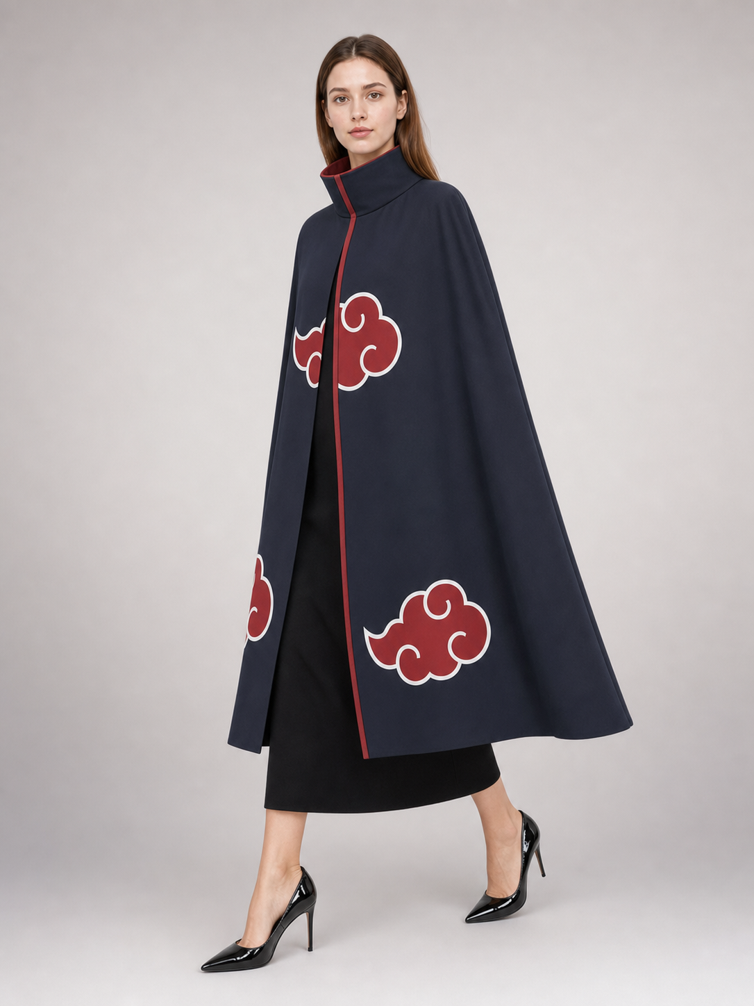 Black Carnival Cloak with Red Clouds