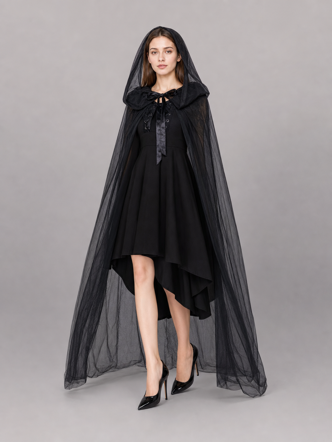 Black Hooded Costume Cloak for Cosplay