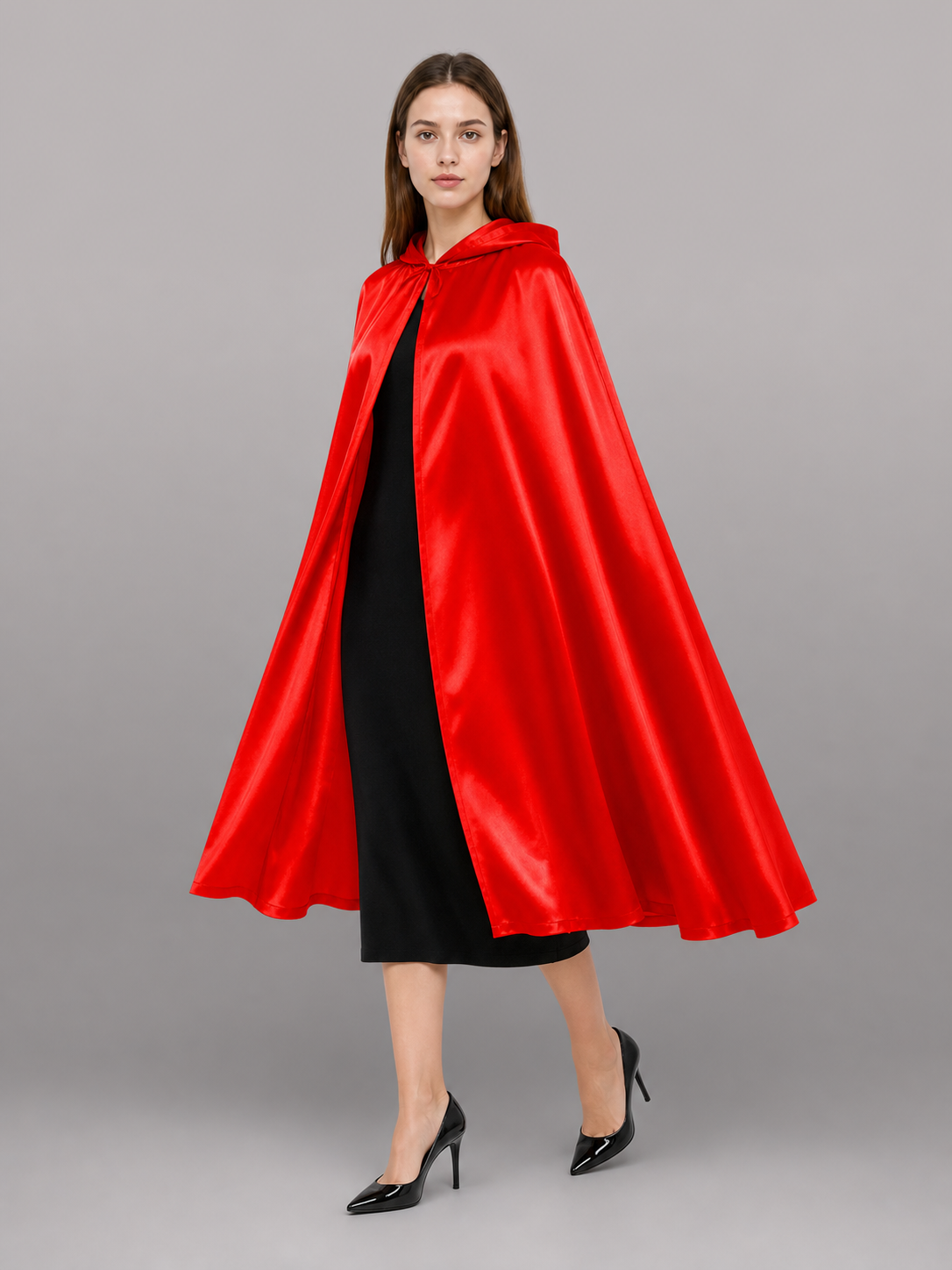 Red hooded carnival cloak for cosplay