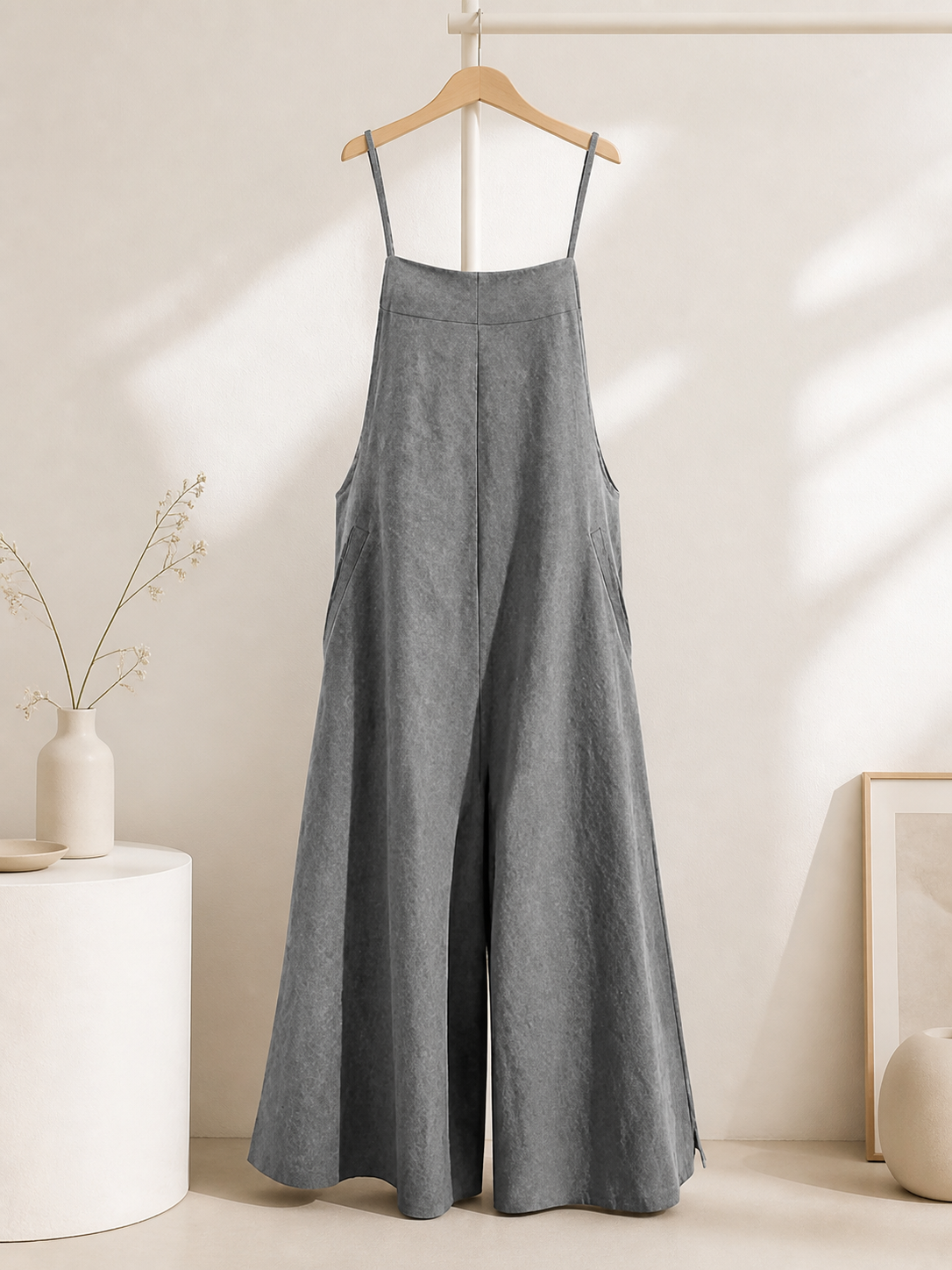 Gray Wide-Leg Overalls for Everyday Outfits