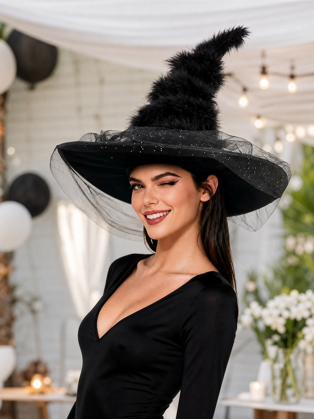Halloween Witch Hat with Veil