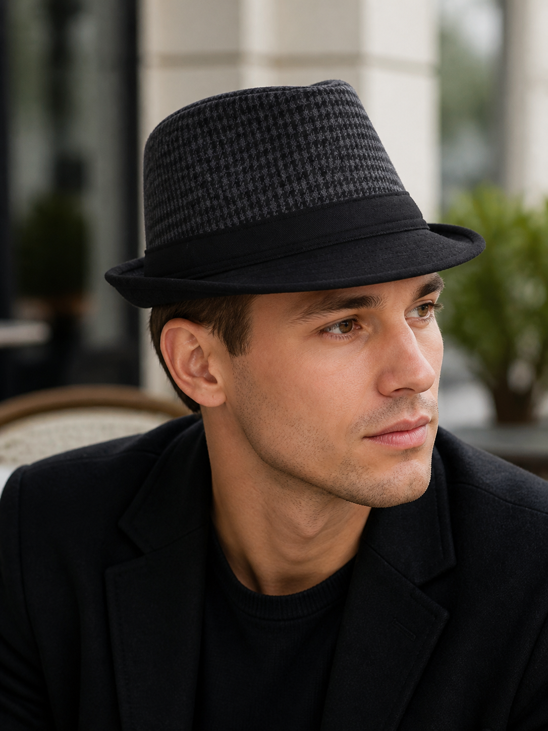 Men's Carnival Fedora Hat with Plaid Crown lifestyle view 2