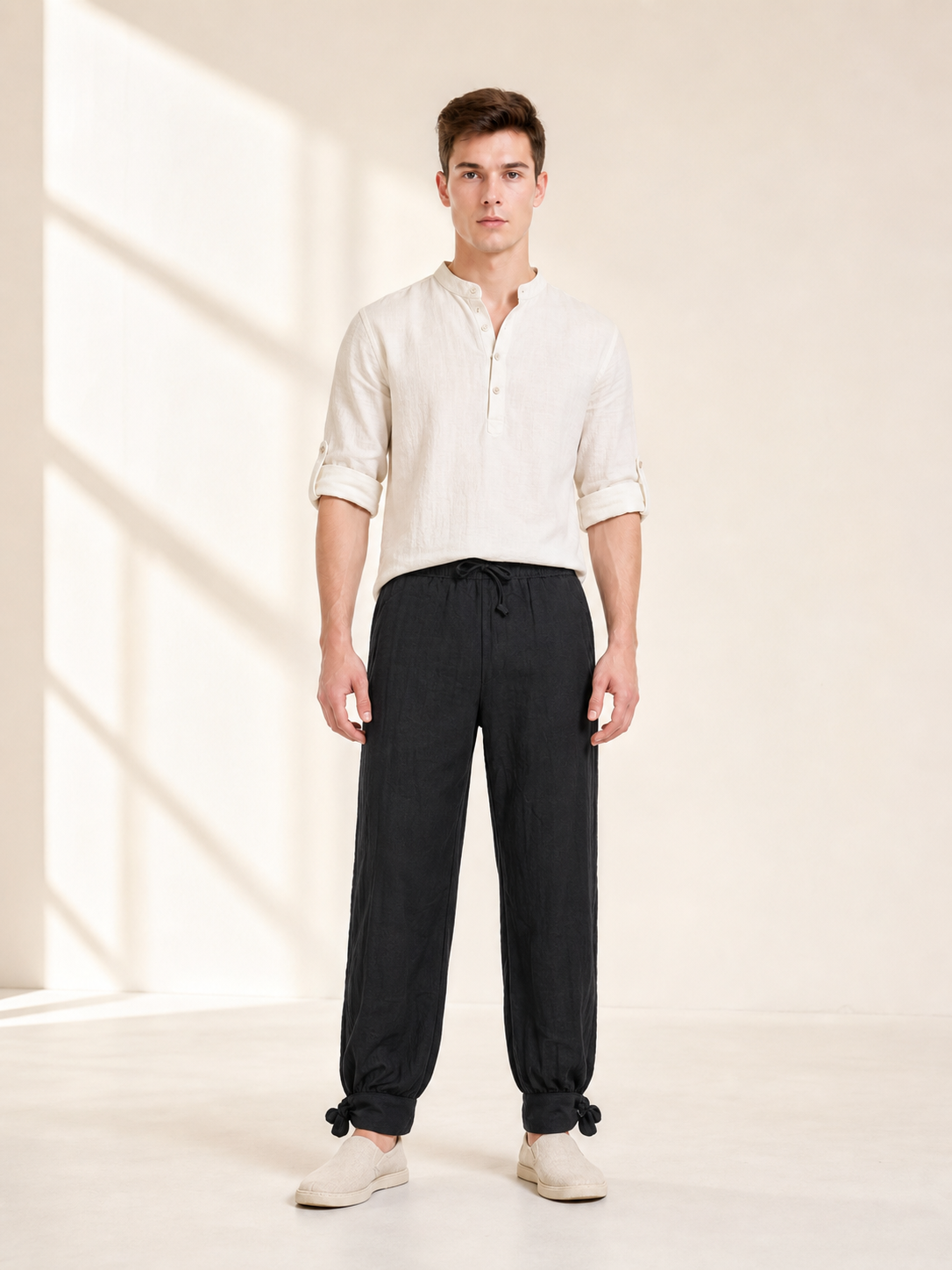 Cropped jogger pants with cuffs lifestyle view 2