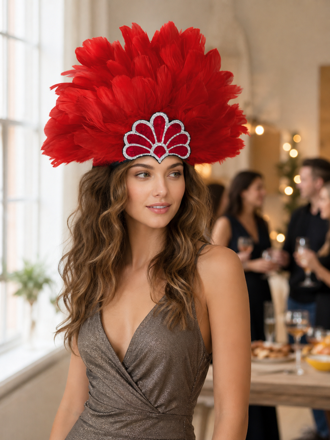 Red Feather Carnival Headpiece product view 47