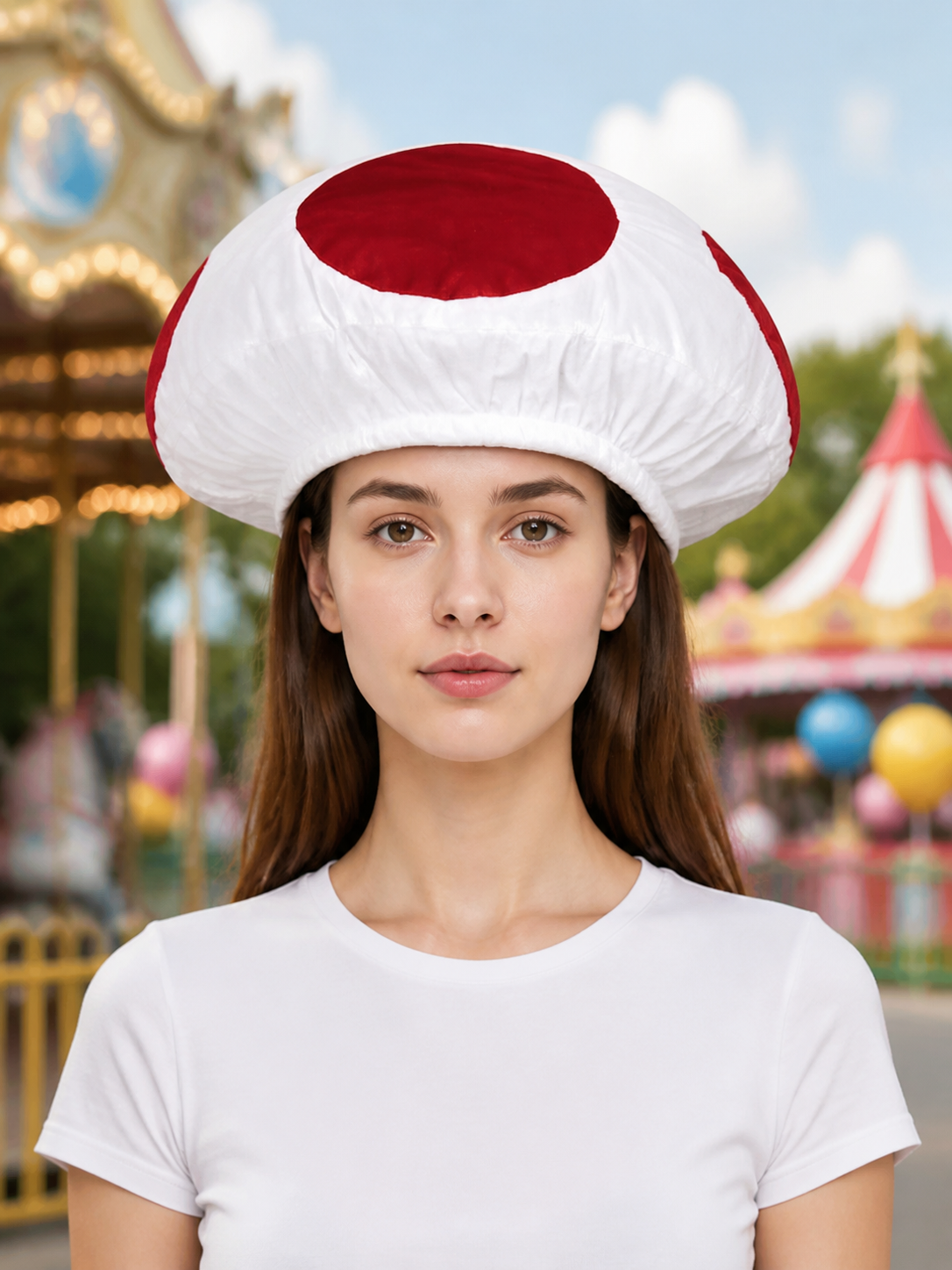 Red and White Mushroom Costume Hat lifestyle view