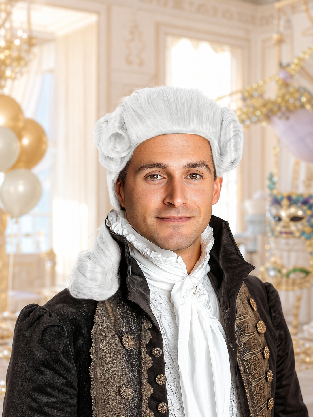 White Colonial-Style Costume Wig