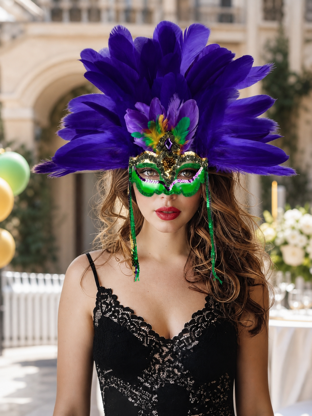 Masquerade Mask with Purple Feathers