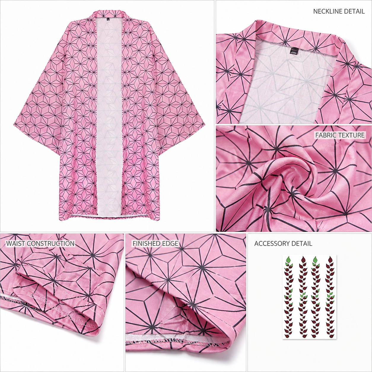 Women's Halloween Costume Cape, Geometric Print Open Front Wide Sleeve Long