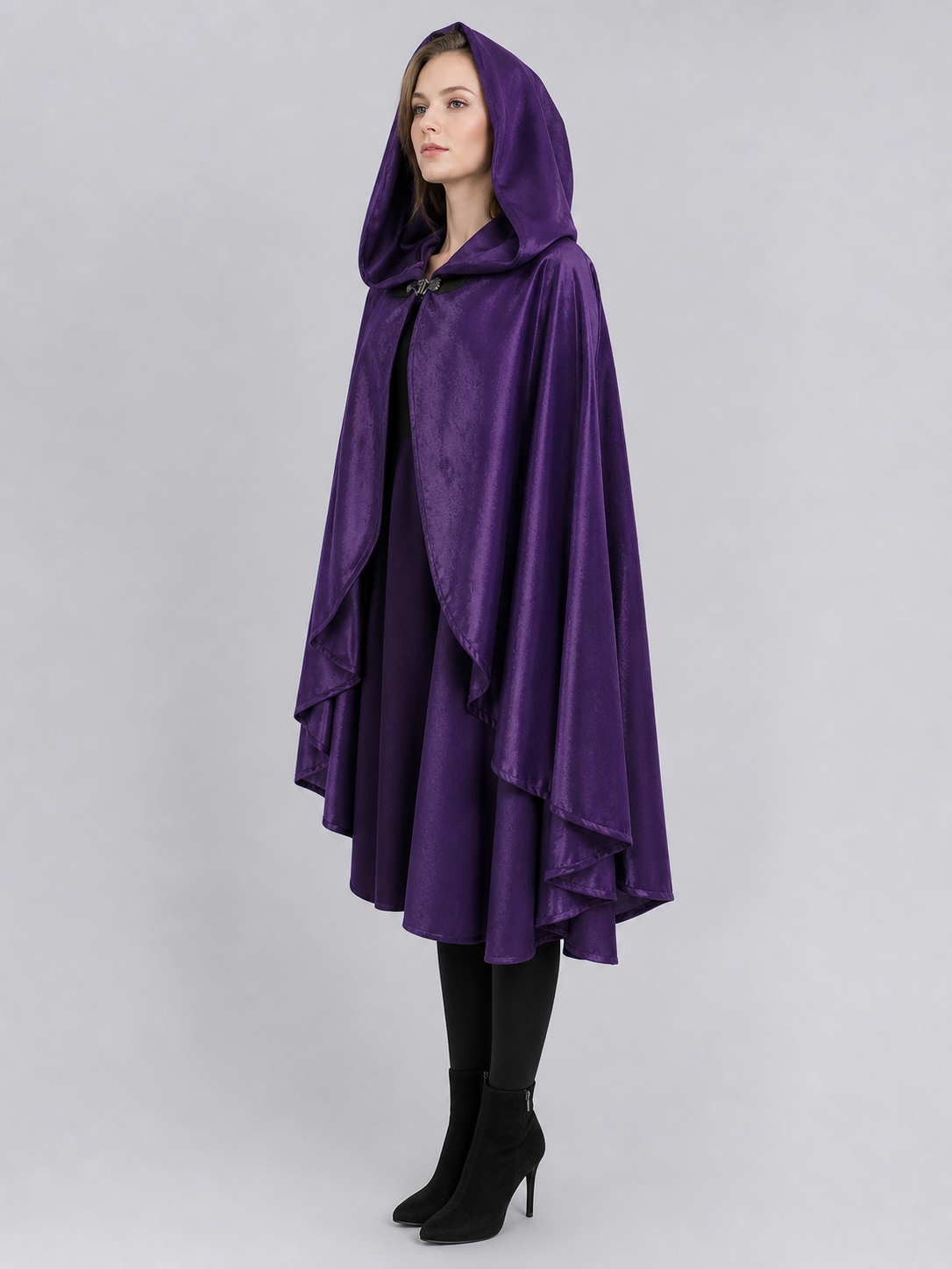 Purple Hooded Medieval Costume Cloak