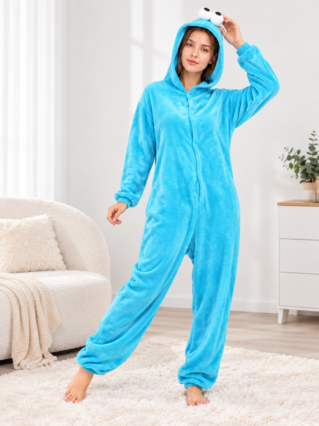 Flannel Hooded Pajama Jumpsuit size guide