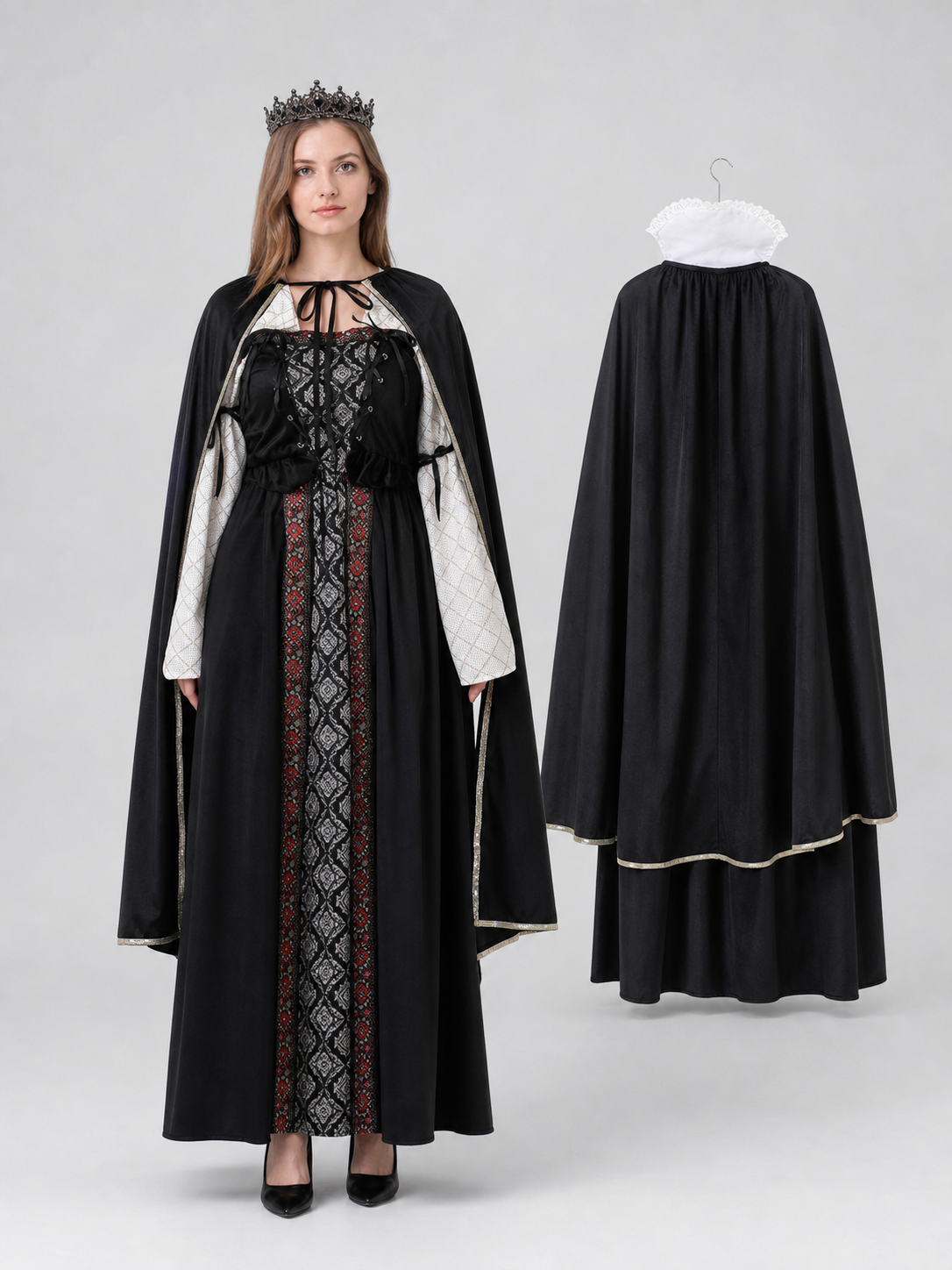 Queen Costume Dress with Cape and Crown