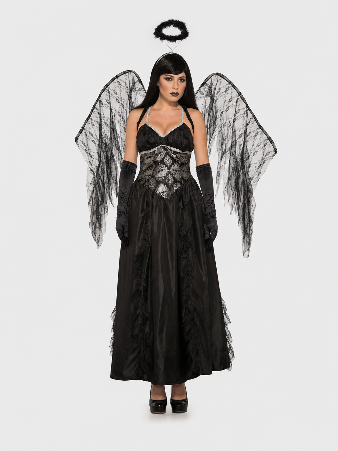Gothic Angel Halloween Costume with Wings
