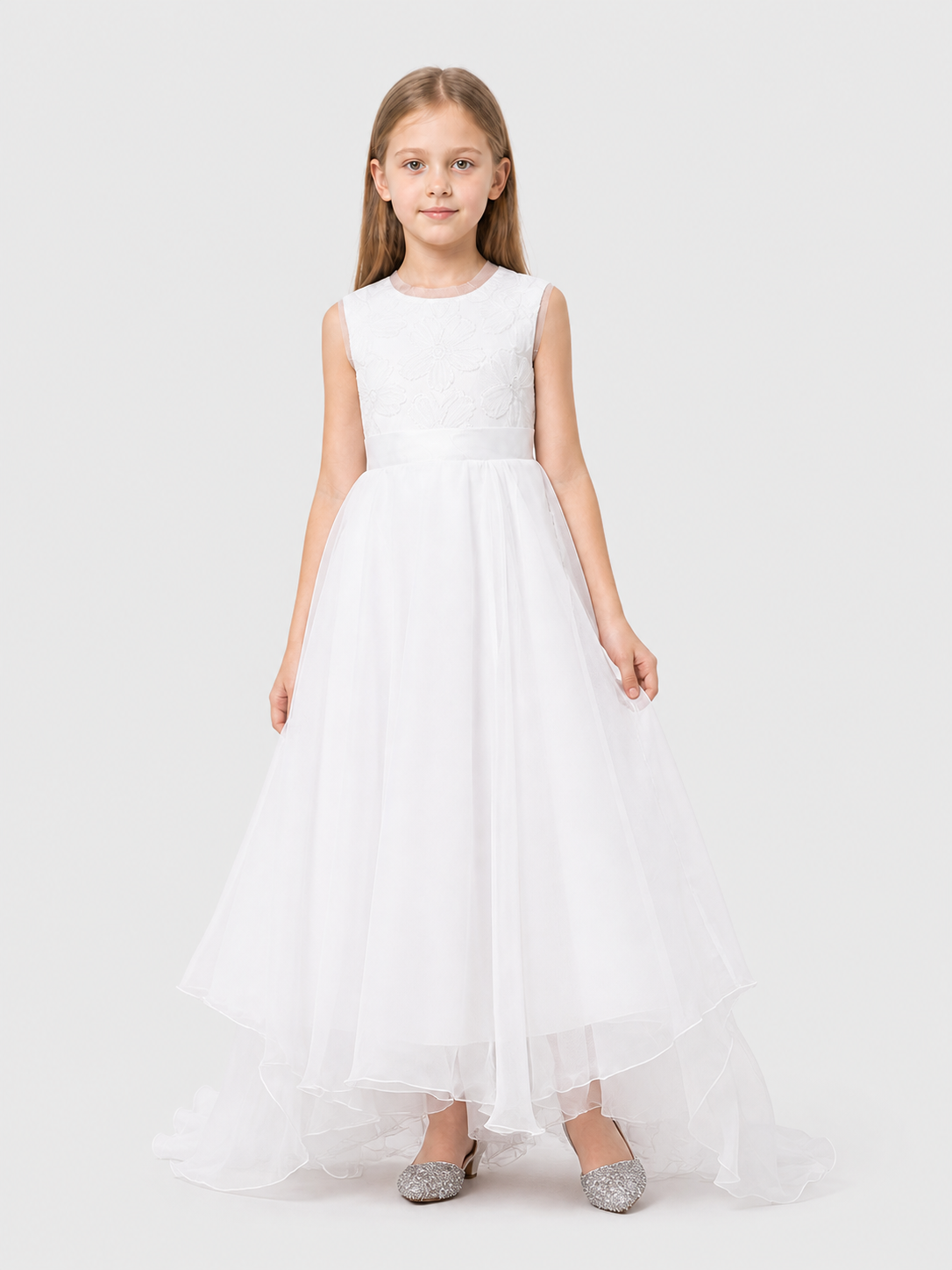 White Princess Dress with a Bow and Full Skirt Costume Dresses detail 3