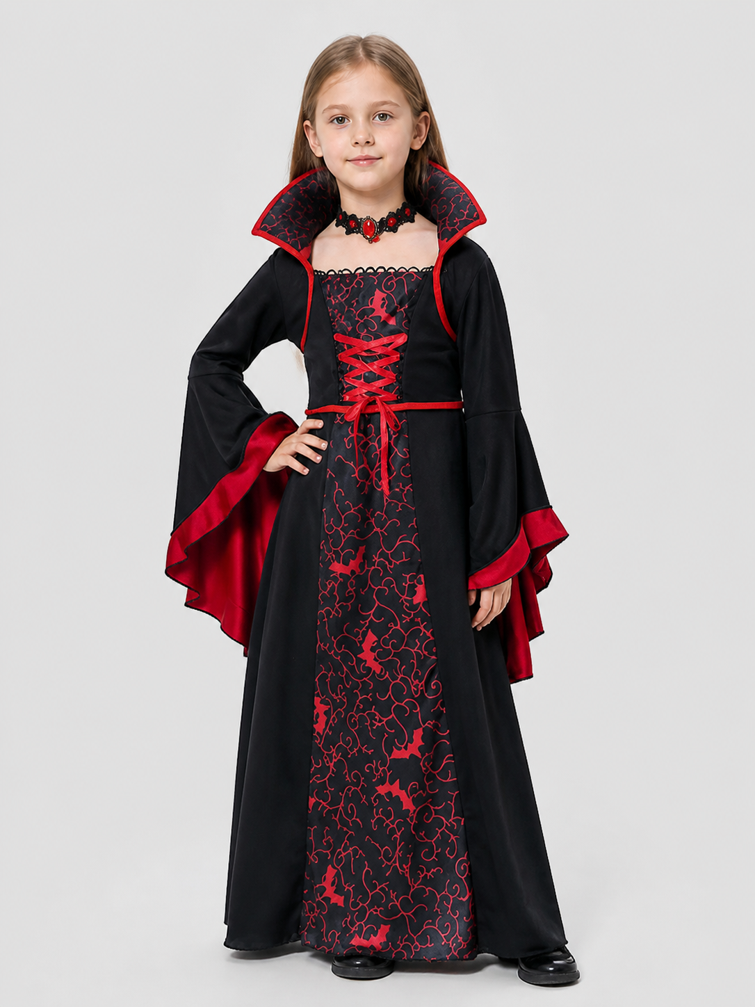 Vampire Halloween Dress with Necklace Costume Dresses detail 3