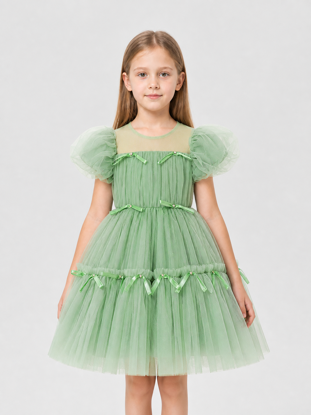 Festive Princess Dress with a Full Skirt and Bows Costume Dresses detail 3