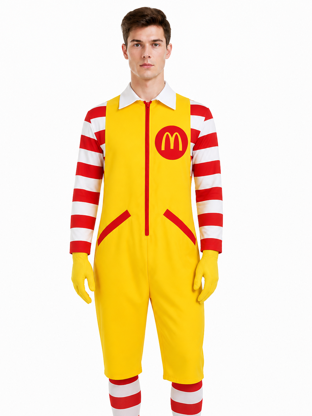 Yellow Clown Jumpsuit Costume with Gloves Costumes detail 3