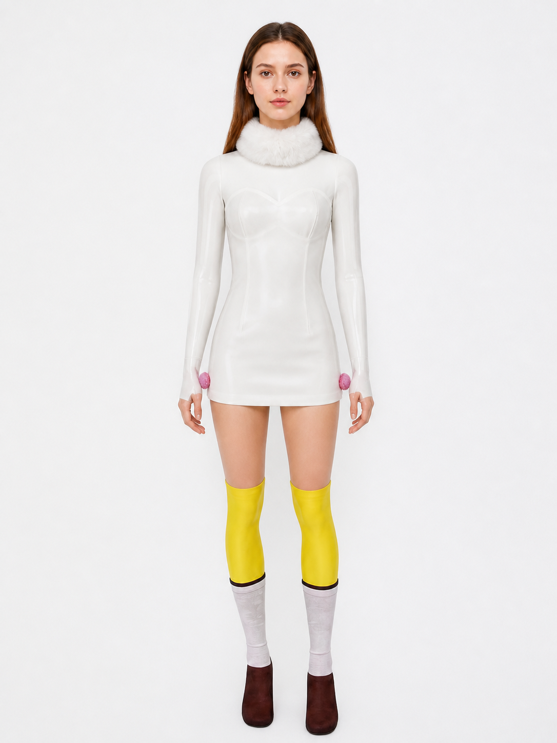 Aries Cosplay Costume with White Dress and Collar Costume Dresses detail 3