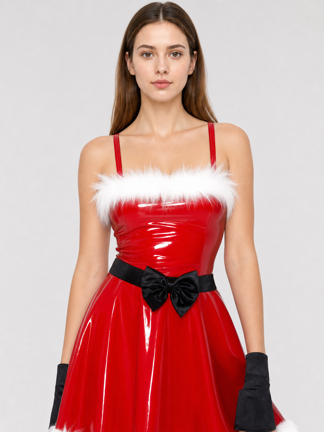 Christmas Character Costume: Red Dress with White Trim Costume Dresses detail 2
