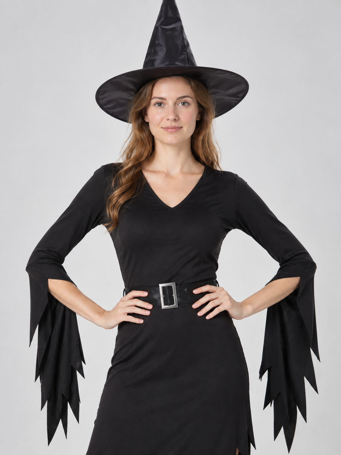 Witch Costume: Black Dress, Belt, Hat
