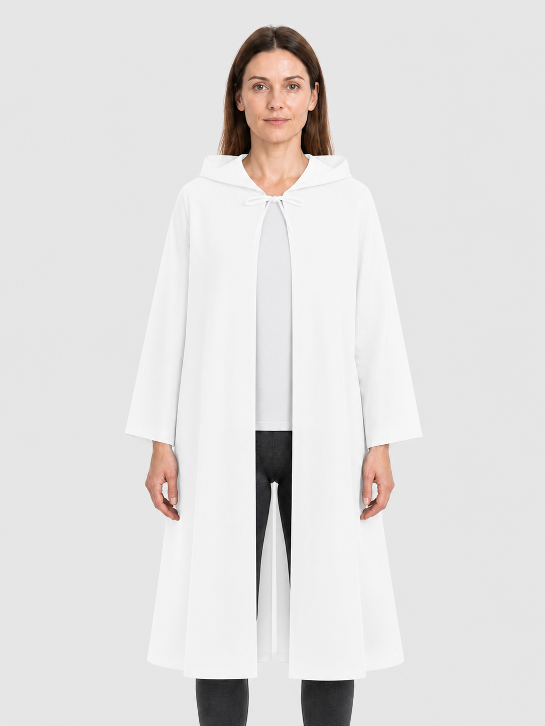White Long Hooded Cosplay Robe Costumes detail 3