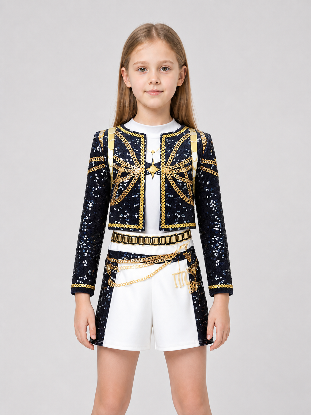 Stage Performance Costume, Top and Shorts, Sequins Costumes detail 3