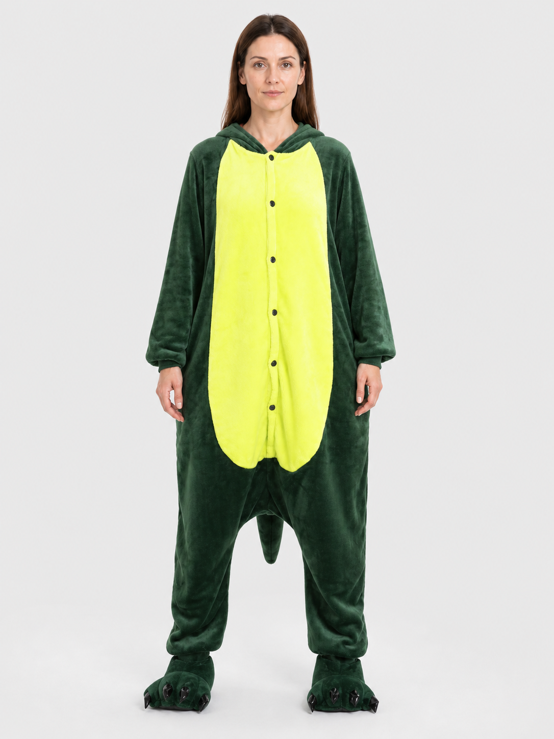 Flannel Crocodile Hooded Pajama Jumpsuit product detail 3