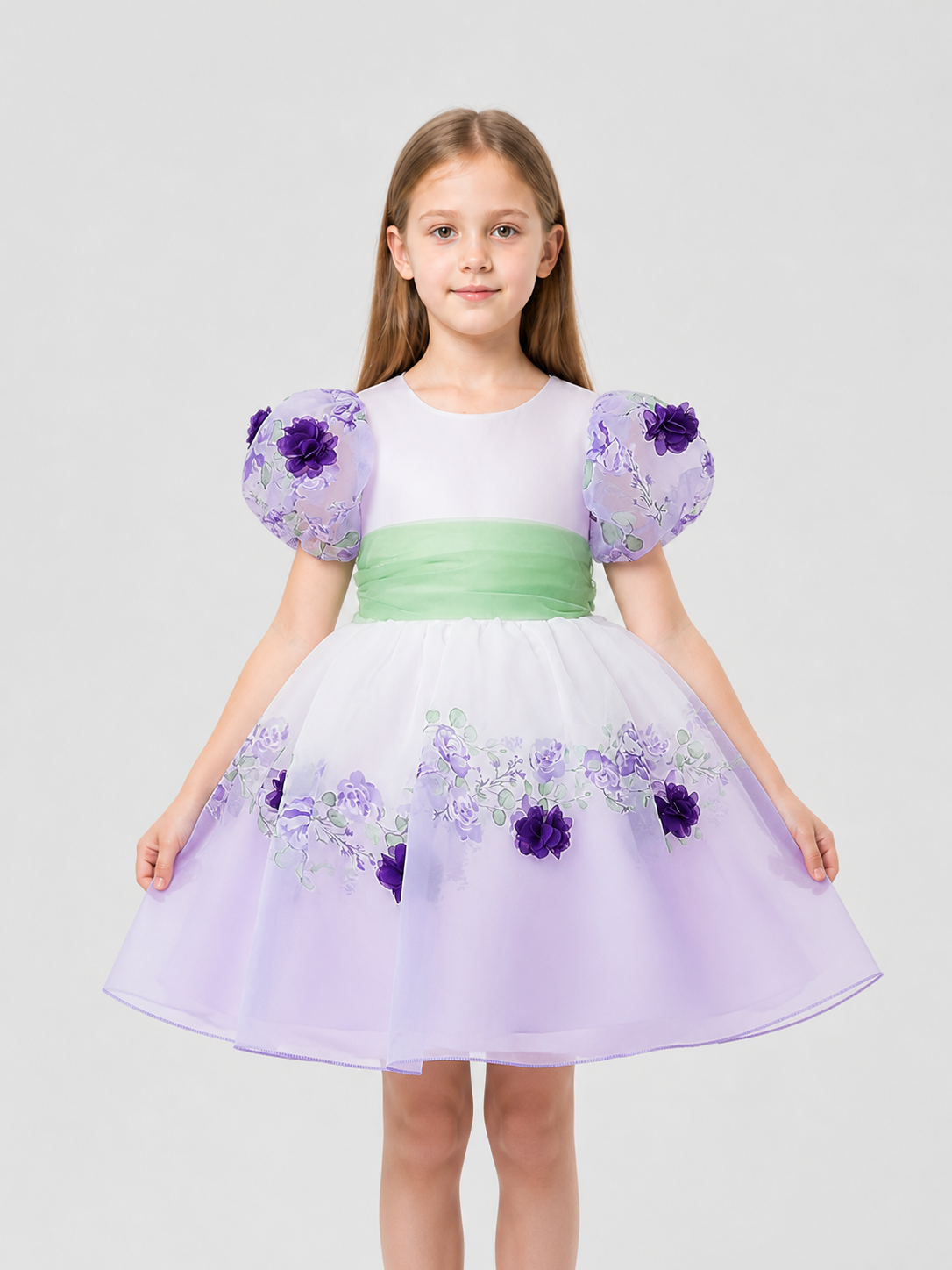Princess Party Dress with Flowers and a Full Skirt Costume Dresses detail 3