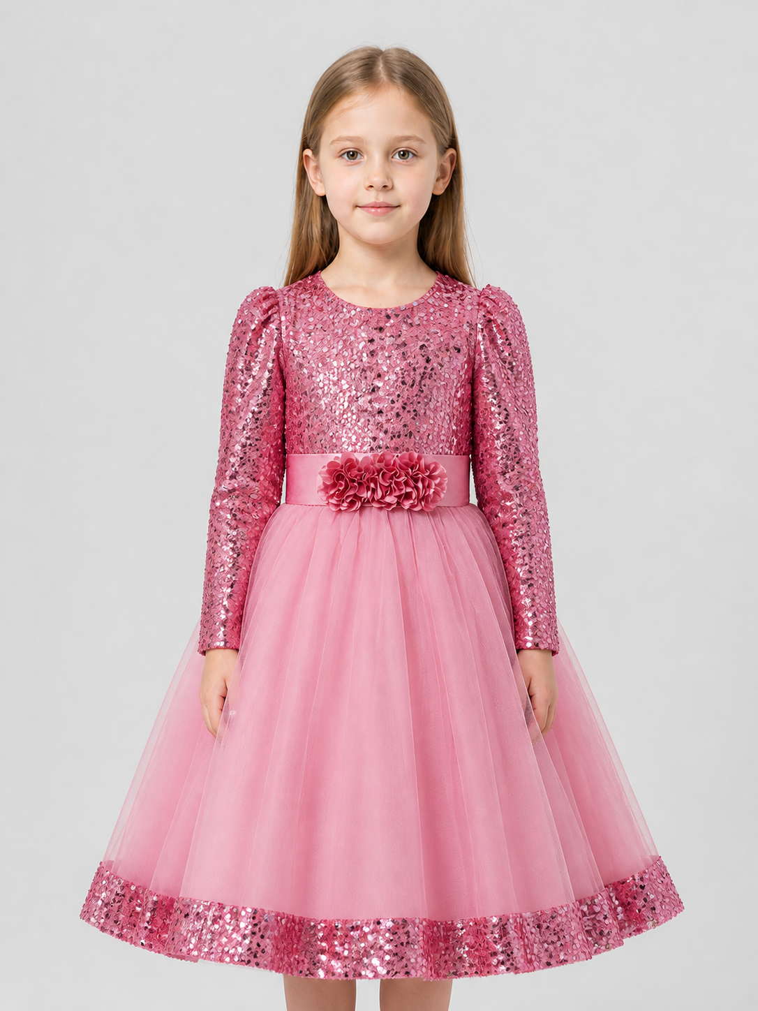 Festive Sequin Dress with Floral Decor Costume Dresses detail 3