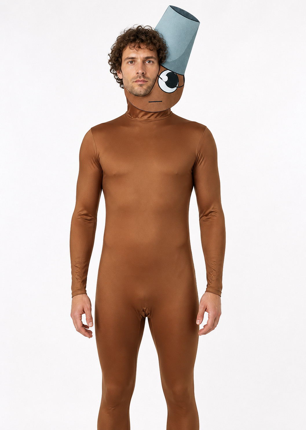 Brown jumpsuit costume with a character face design Costumes detail 3