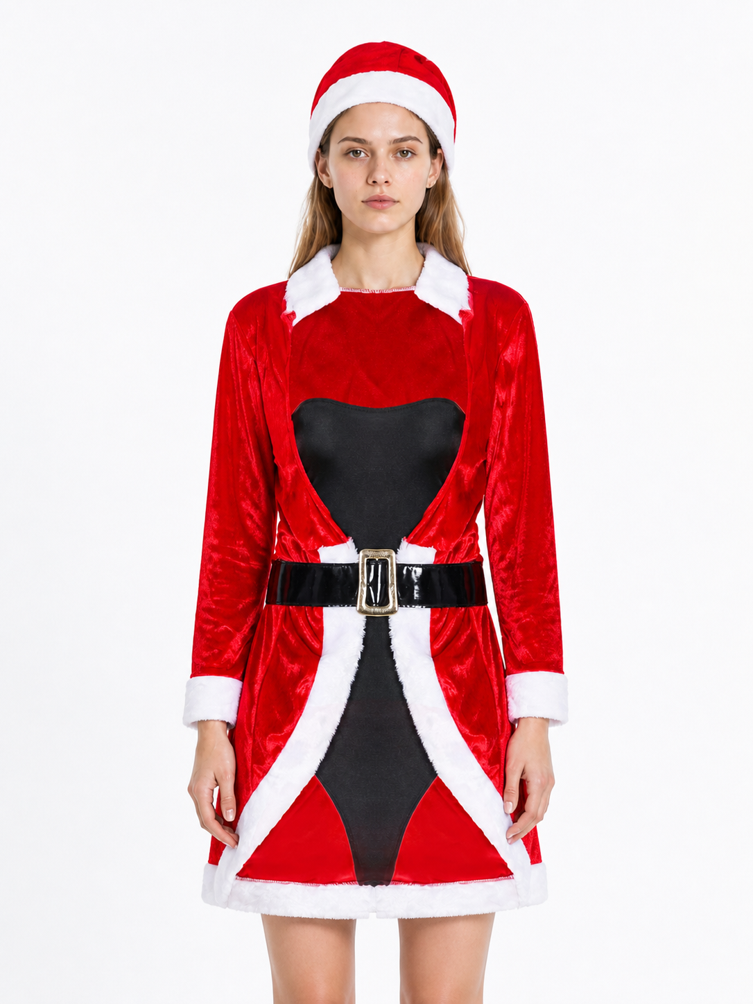 Santa Claus costume with a red-and-white dress and hat Costume Dresses detail 3